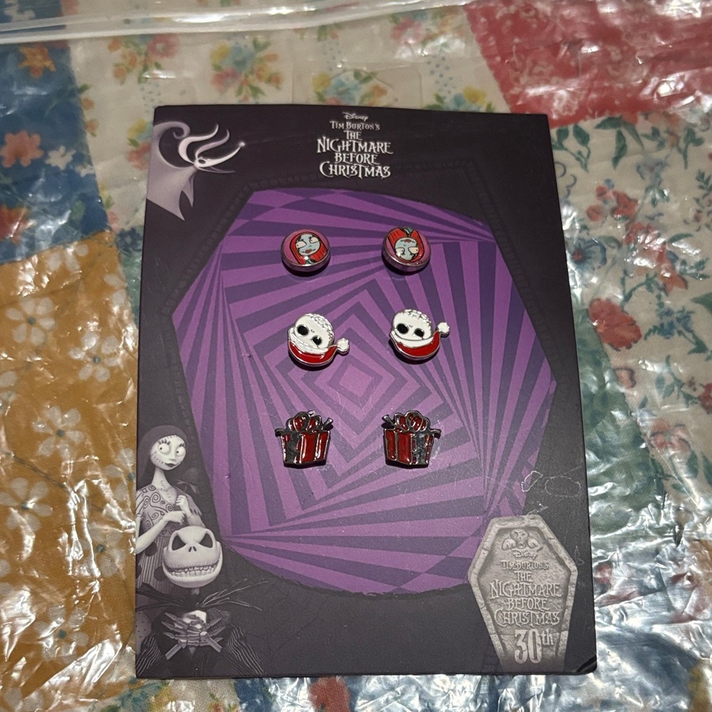 Disney Nightmare Before Christmas Earrings - Red, White, Black